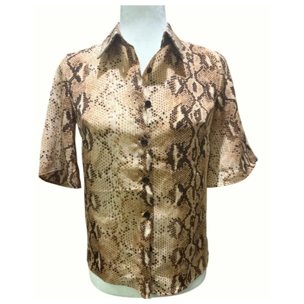 Flash Sale Love & Other Things Blouse Snake Print Short Sleeve Blouse Size XS